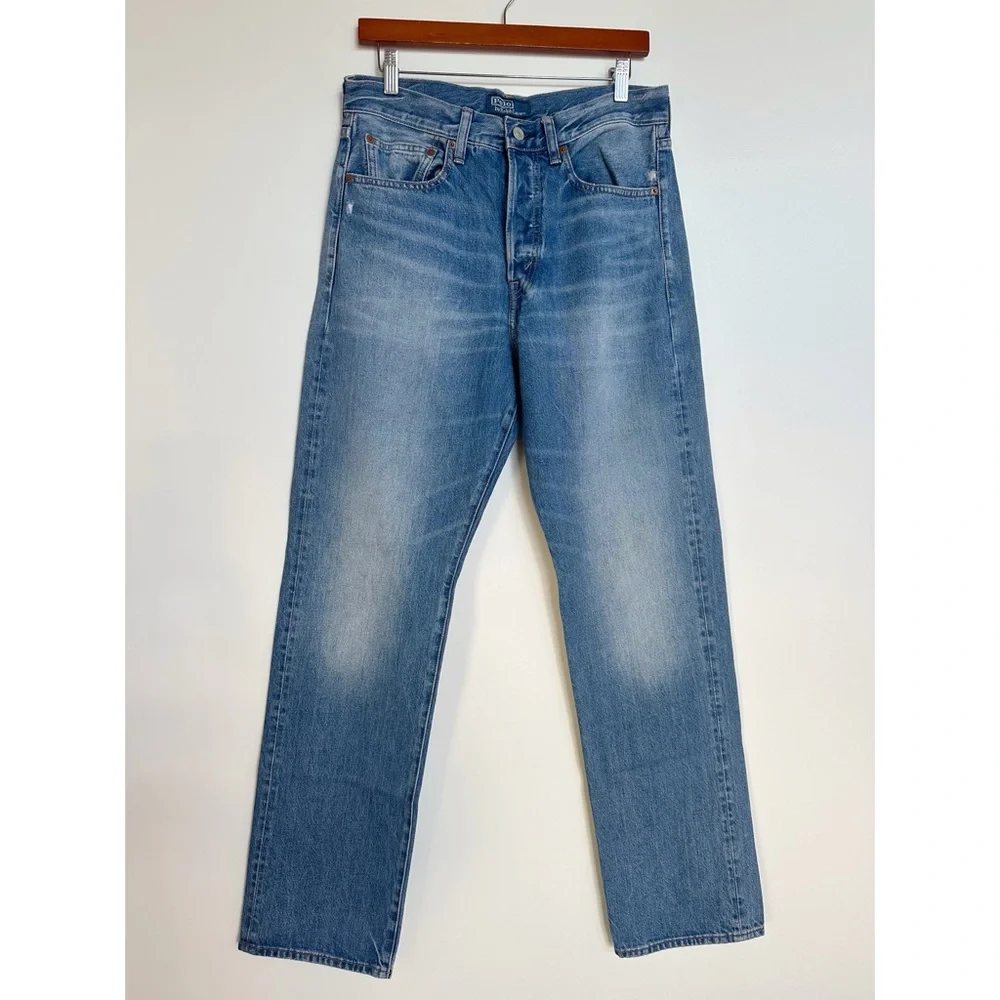 XSOLDX Polo by Ralph Lauren High Rise Relaxed Straight Jeans in Lebec Wash - Picture 2 of 14